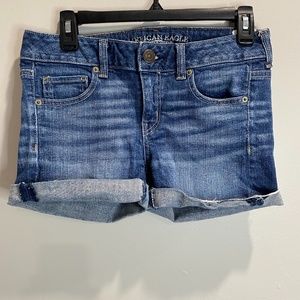 American Eagle Cuffed Denim Stretch Shorts